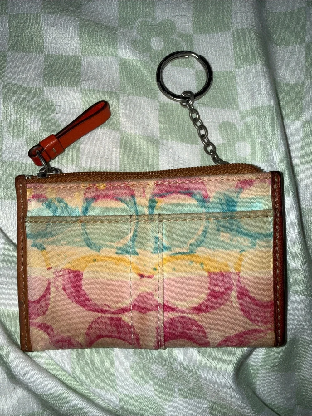 Coach Pastel Multicolor Signature Canvas Zip Card Wallet